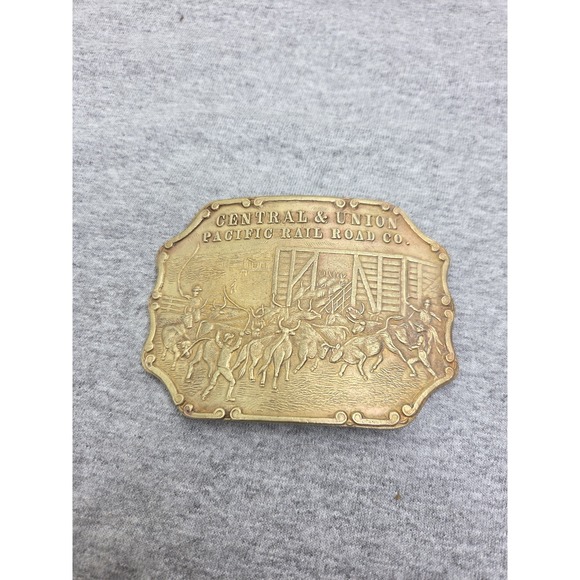 Rare Vintage Tiffany Co Solid Brass Union Pacific Railroad Belt Buckle Mens